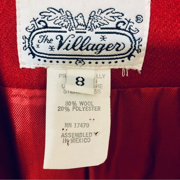 The Villager Vintage Wool Blend Blazer - Red - Size 8 - Picture 9 of 10